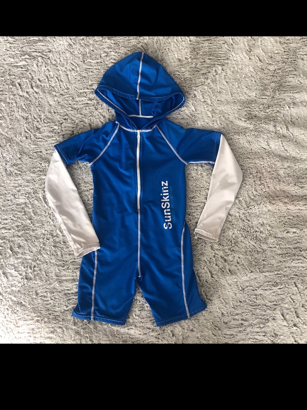Kids Blue & White Hooded Sunsuit